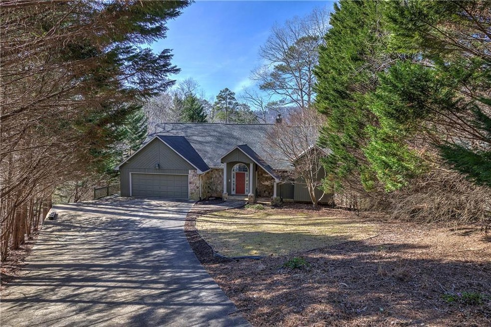View of front of property with a garage