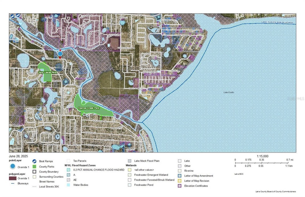 Map of BlueWay and Lake Eustis