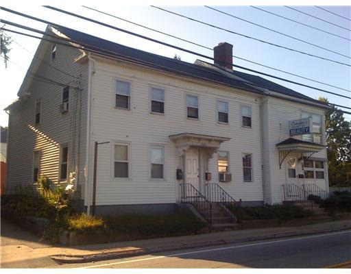 Exterior Front. Main st location with vinyl siding