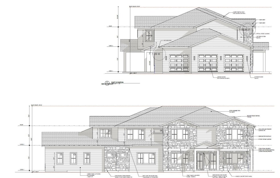 East-North Elevations for proposed home.