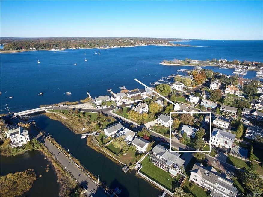 Aerial view of Saugutuck Island showing home just 