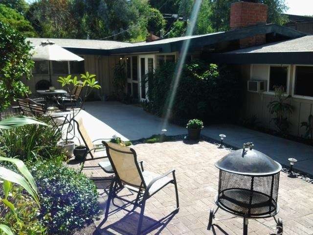 The expansive courtyard has three distinct areas w