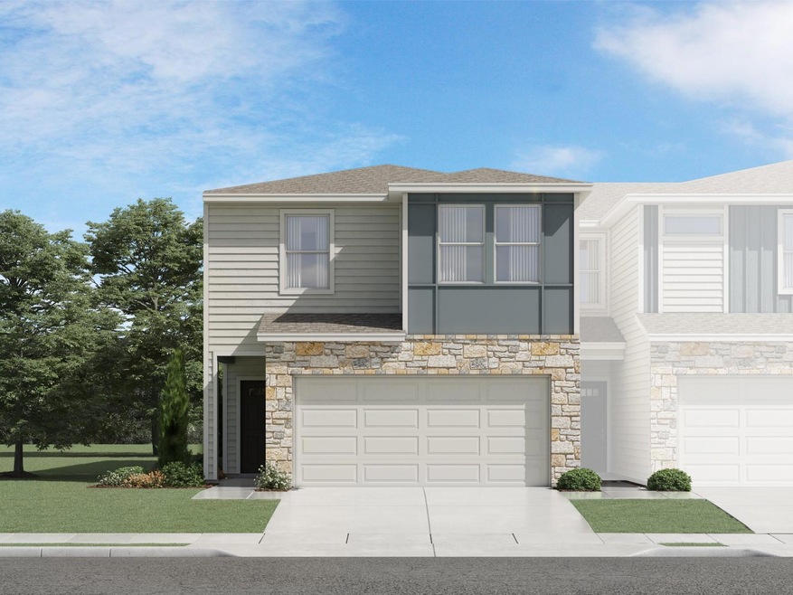 View of front of home with an attached garage, dr