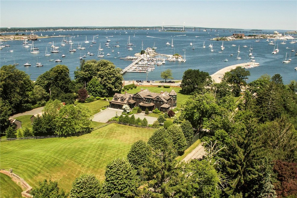 Drone aerial taken above grounds looking north ove