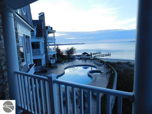 Enjoy a swim in the pool while enjoying the lake a