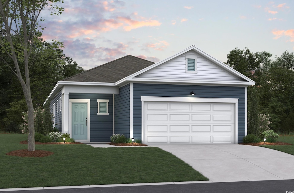 Ranch-style house with a garage, concrete driveway