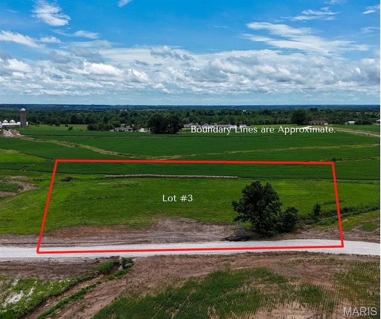Overview of rural landscape with property boundaries highlighted and a pastoral area