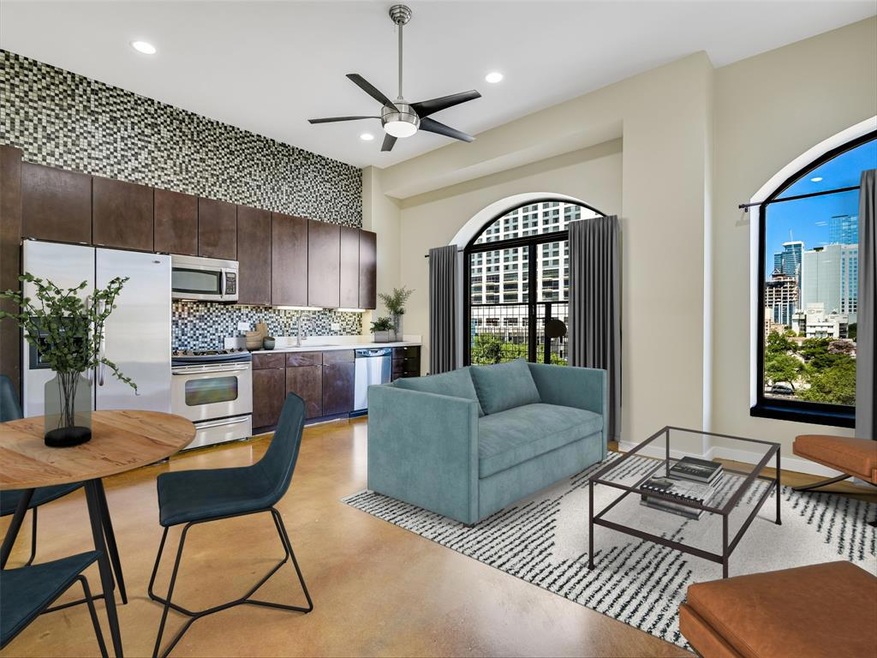 Kitchen/ living area Photo is virtually staged