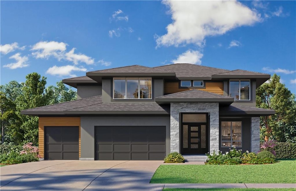 Contemporary elevation of the Makenna by Gabriel Homes. Photo is a rendering and for visual purposes.