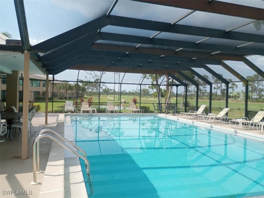 Heated pool with golf course view