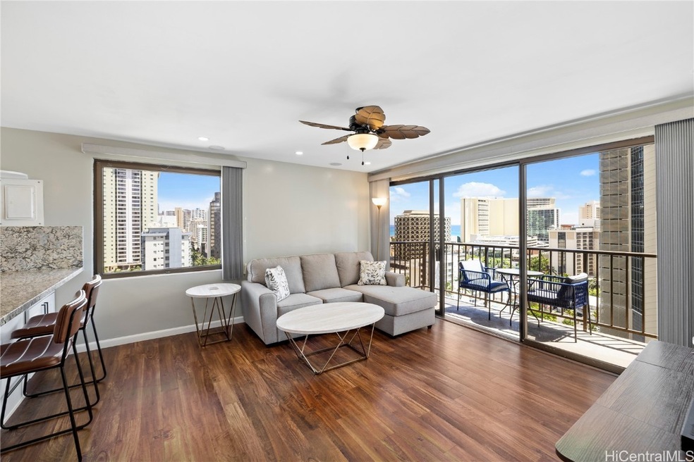 Open living area with luxury vinyl plank flooring
