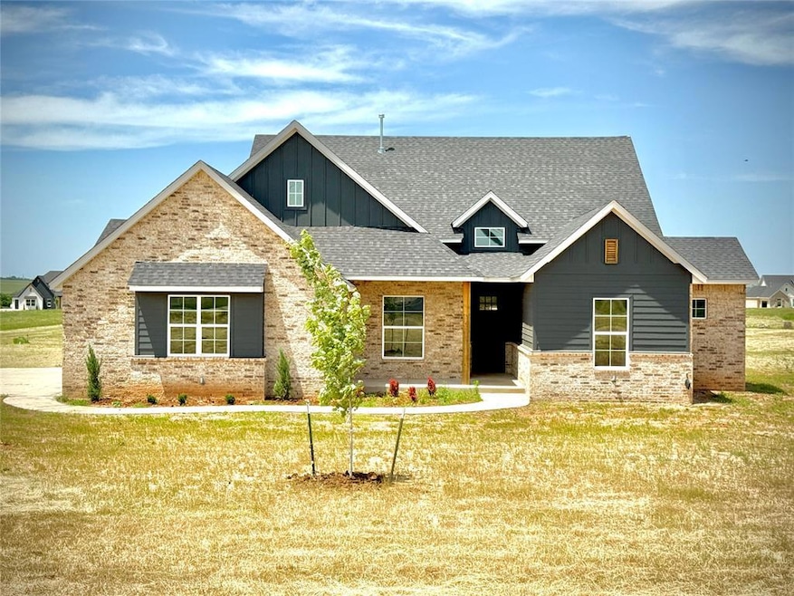 Craftsman house with board and batten siding, a sh