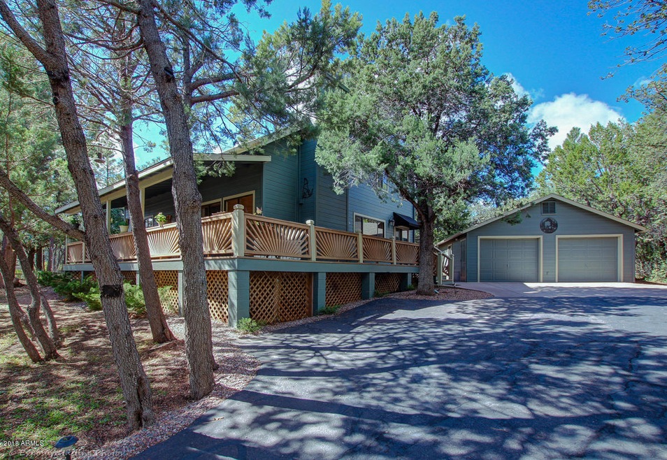 Front of home and detached Garage