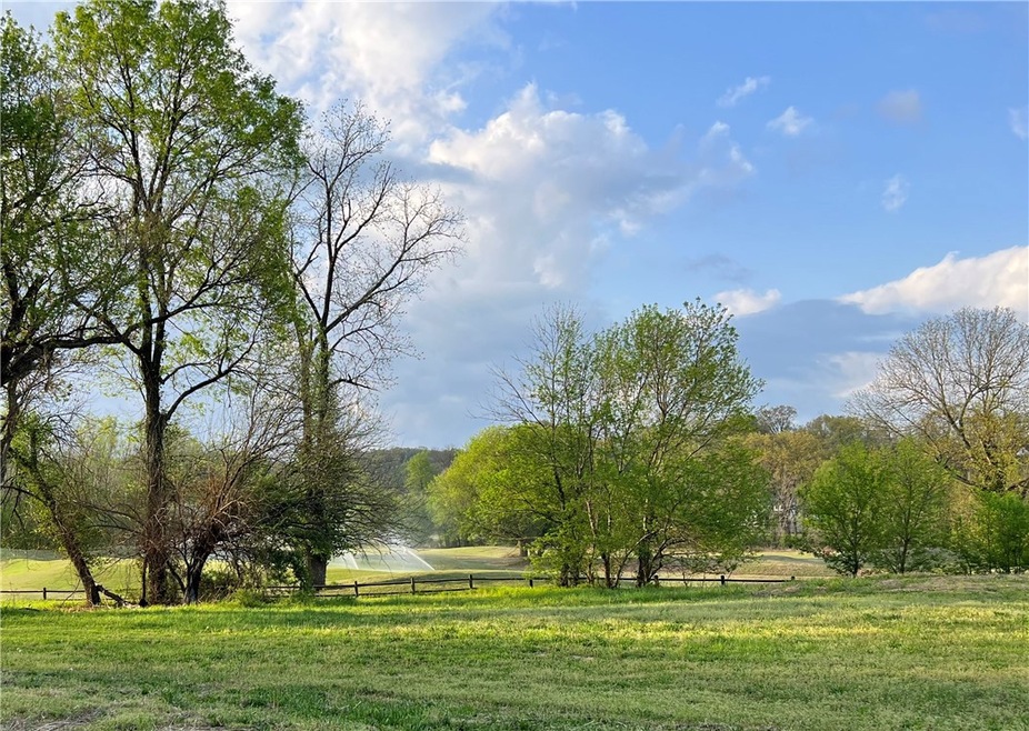 Beautiful morning golf front view from the land