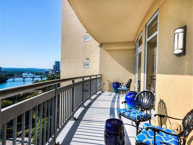 Large balcony with a view of Lady Bird Lake.
