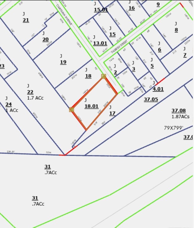 Map showing property parcels