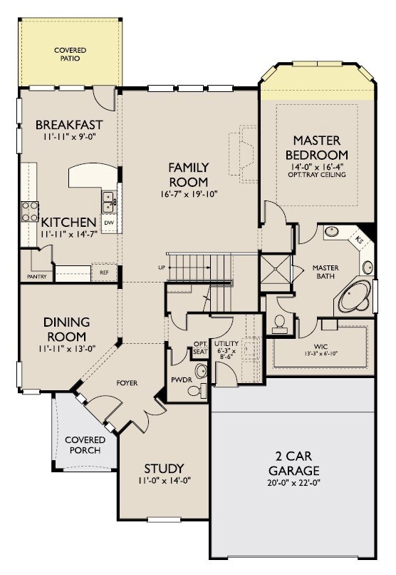 The 1st floor of the Bridgeport incudes a home office, formal dining, open concept kitchen and family room along with the master suite.