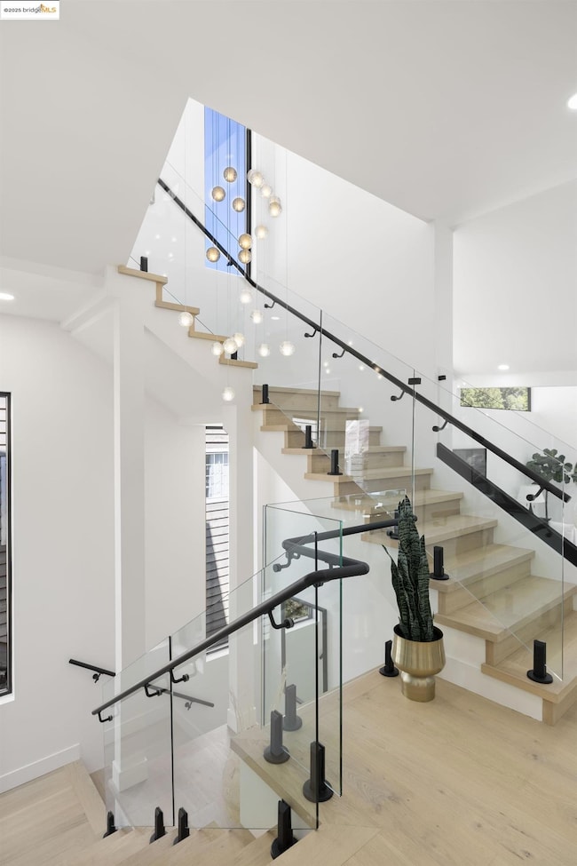 Stairway with wood finished floors
