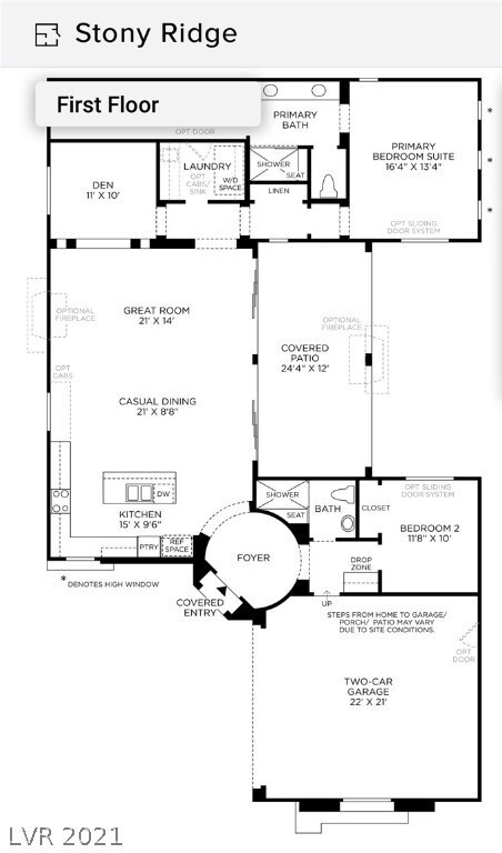 Stony Ridge/ Floor Plan/ 2 bed/ 2.5 bath/ den/ 1,7