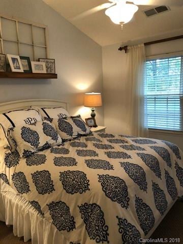 Master bedroom with vaulted ceiling, walk-in close