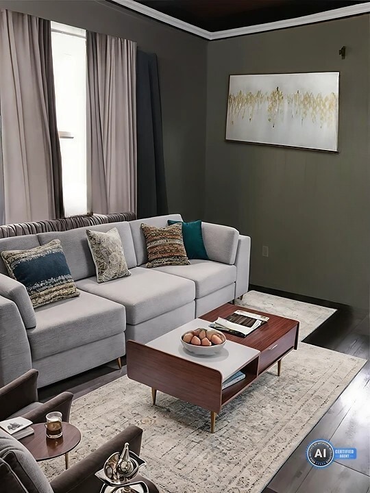 VIRTUl STAGING Living room featuring ornamental mo