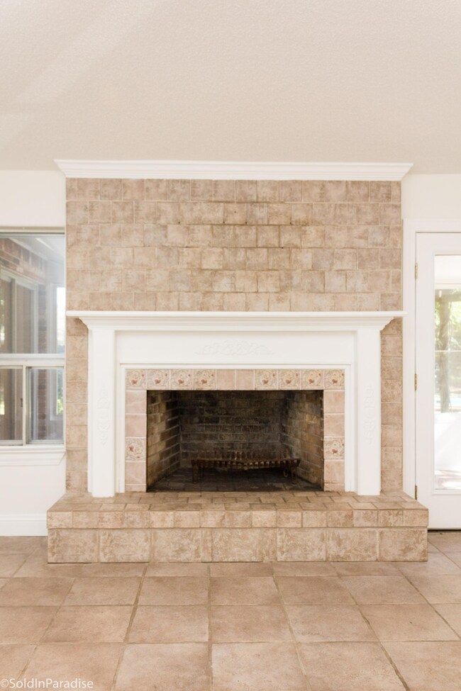 Cozy fireplace.