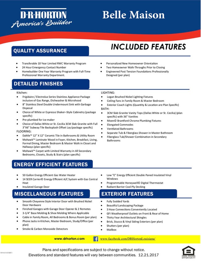 Belle Maison Included Features 12.27.201