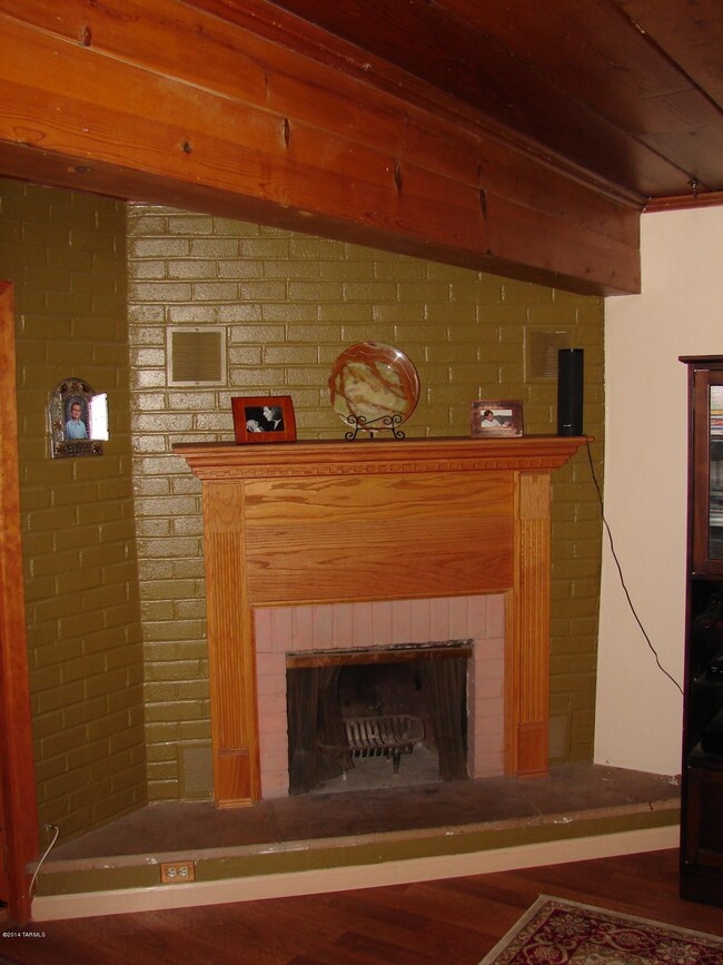 Fire Place wood beams and cieling