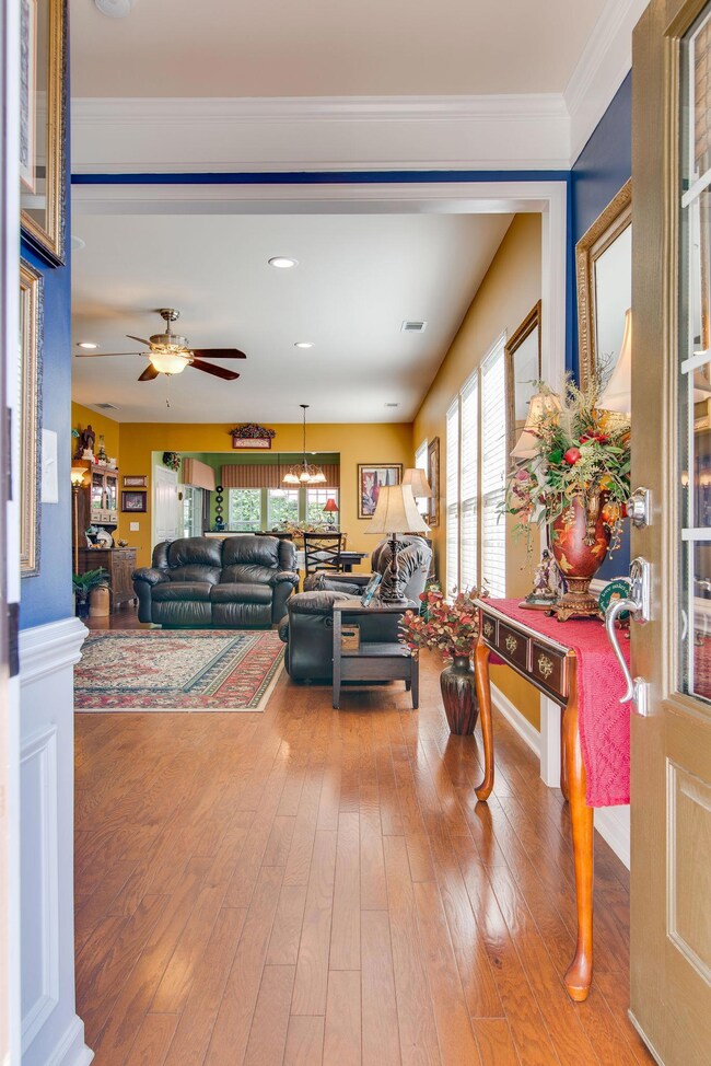 Custom paint and hardwood floors. 