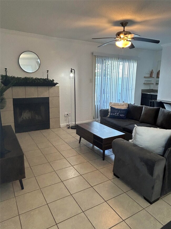 Living room with door to patio