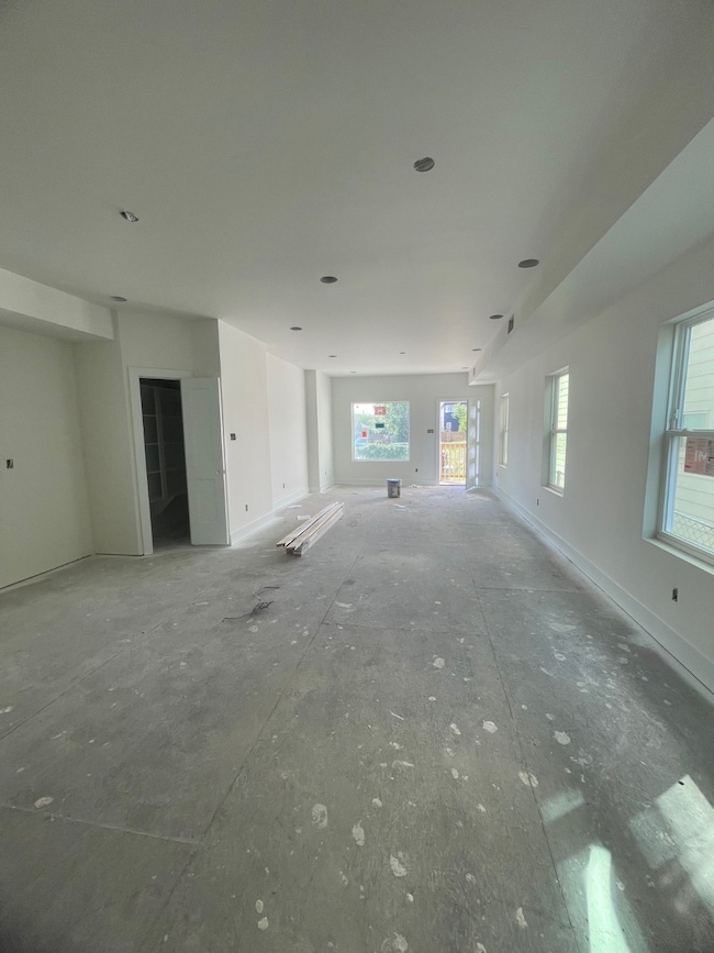 View from the hallway to the kitchen/living area