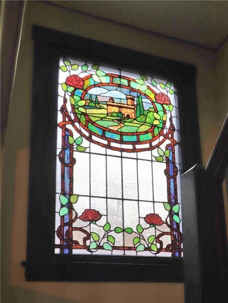 Stained Glass Window on Staircase Landing