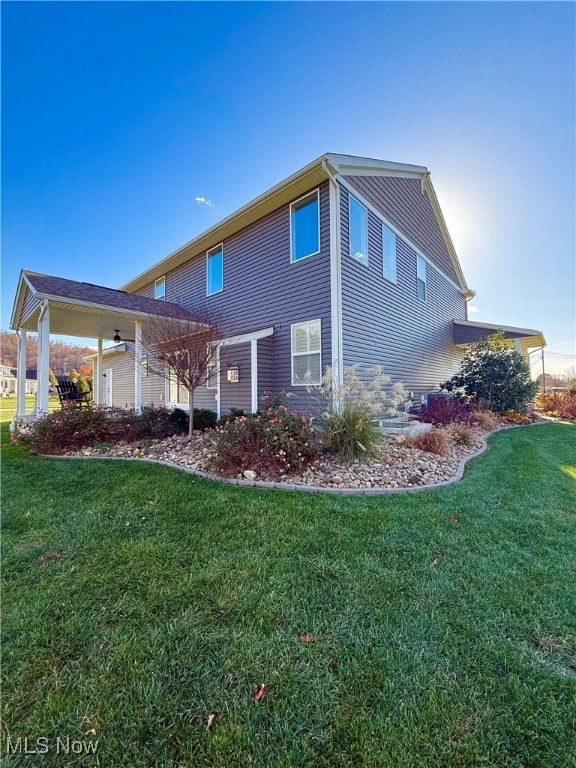 Inviting back view with large back porch