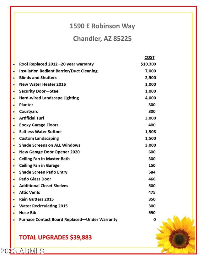 Upgrade sheet