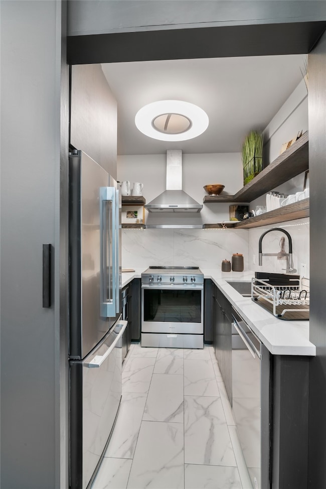 Another perspective of the kitchen area as seen fr