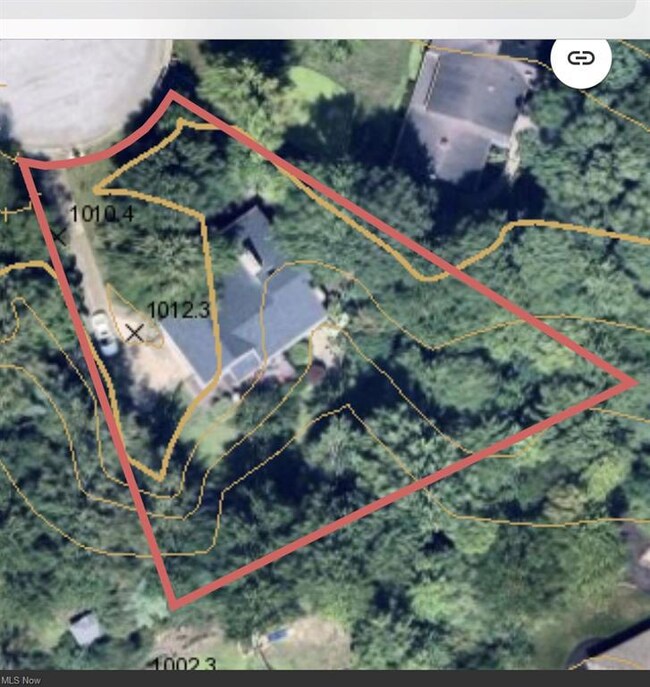 large irregular pie  shaped wooded lot, lot line e