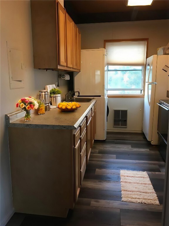 VIRTUAL STAGING Kitchen featuring white refrigerat