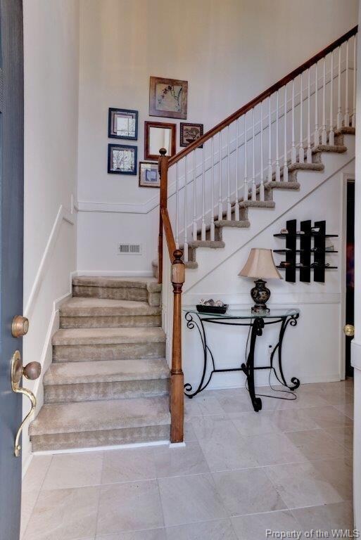 Limestone floor in entryway