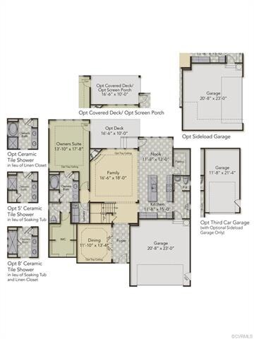 First Floor Layout - home has the Opt Side Load Ga