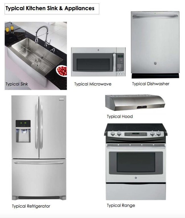 Typical Kitchen Sink and Appliances - Appliance package could change at anytime. All units will come with this oven, dishwasher, and microwave or a similar model.