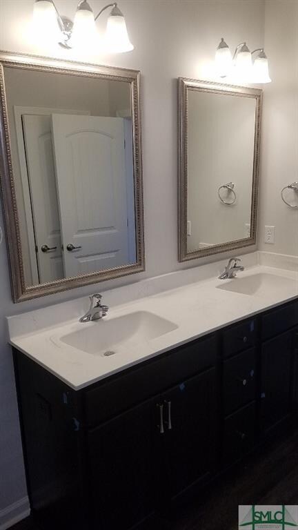 Master Bathroom 2 Sink Vanity with Cultured Marble