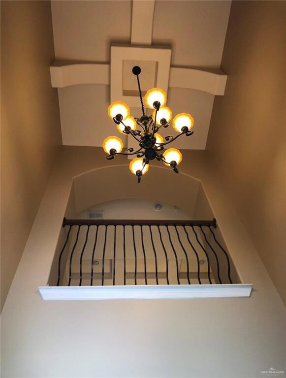 Interior details with a notable chandelier