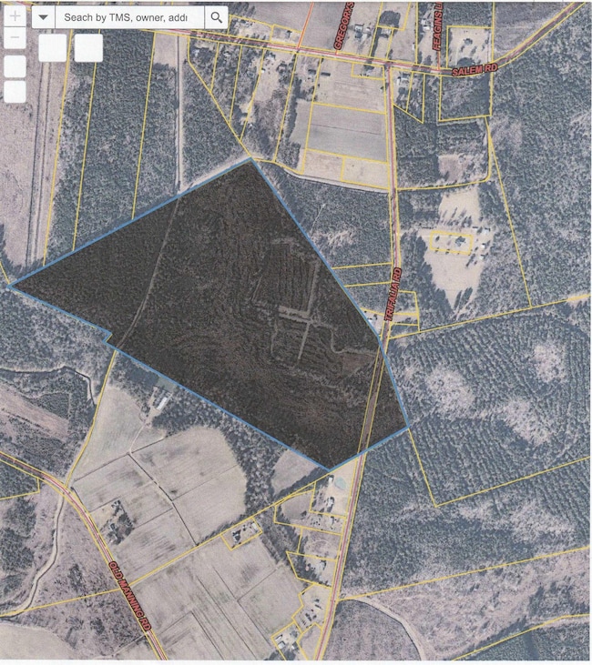 Aerial view of property's location with property boundaries highlighted