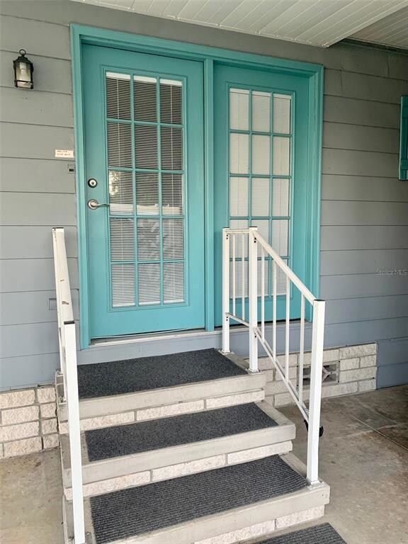 Entry inside carport 