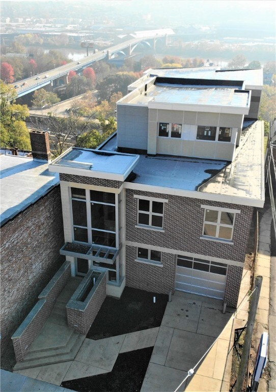 Drone view of front.
