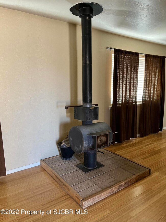 Wood stove in living room