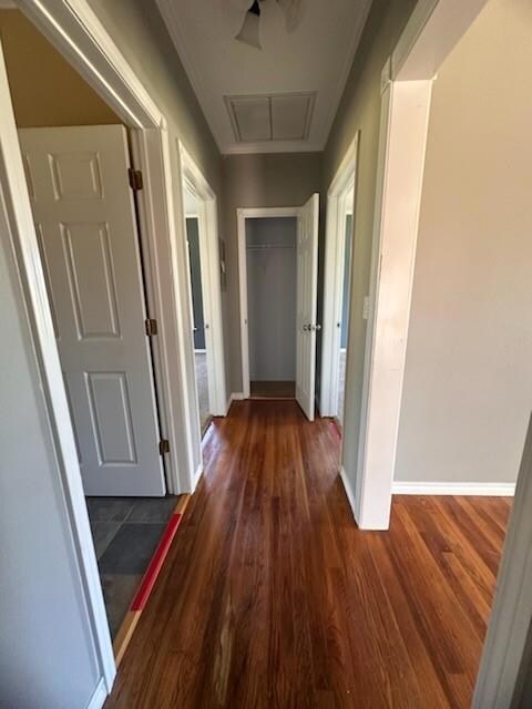 Hallway with Hard wood flooring