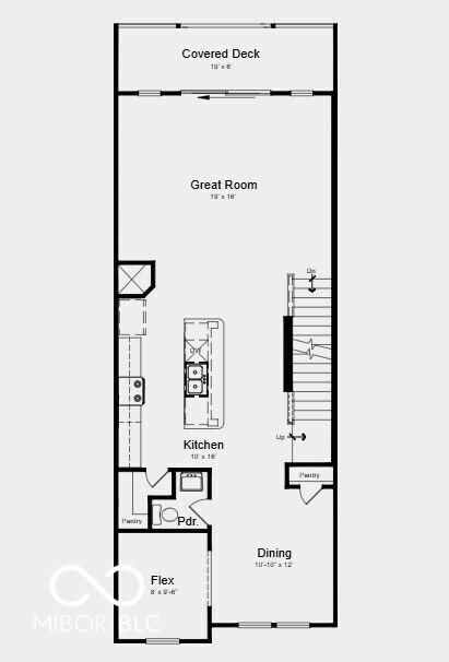 Second Floor Plan - Additional highlights include: covered deck with a sliding glass door, granite countertops in kitchen, water softener rough-in located on the first floor, and shower with a built-in bench in the primary bathroom