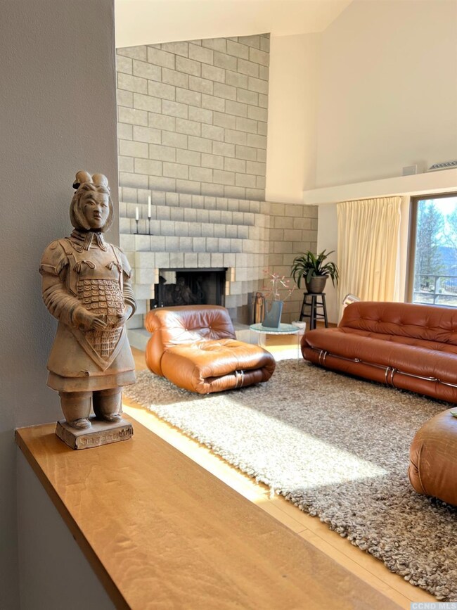 The dramatic fireplace wall.