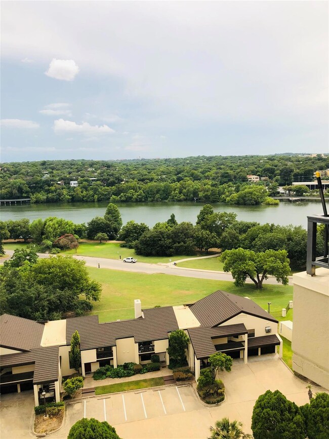 Bird's eye view of a nearby body of water